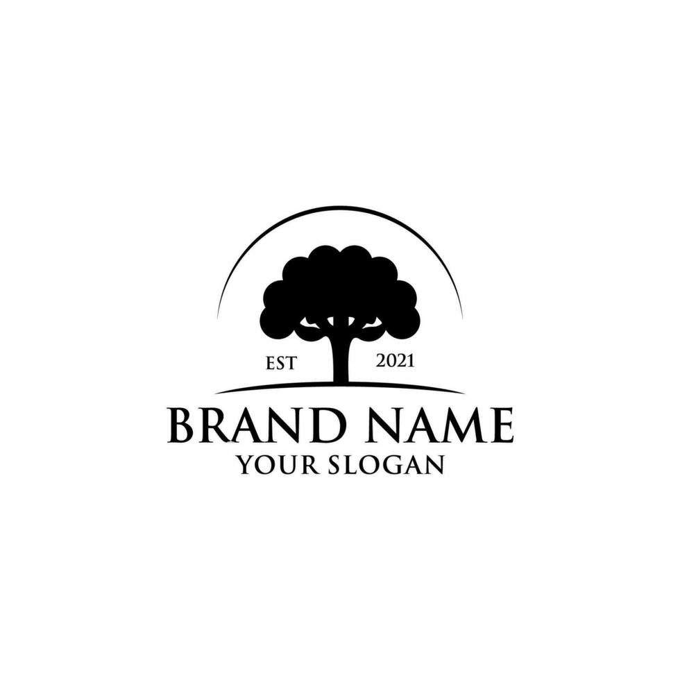 Vintage Tree Logo Design Vector
