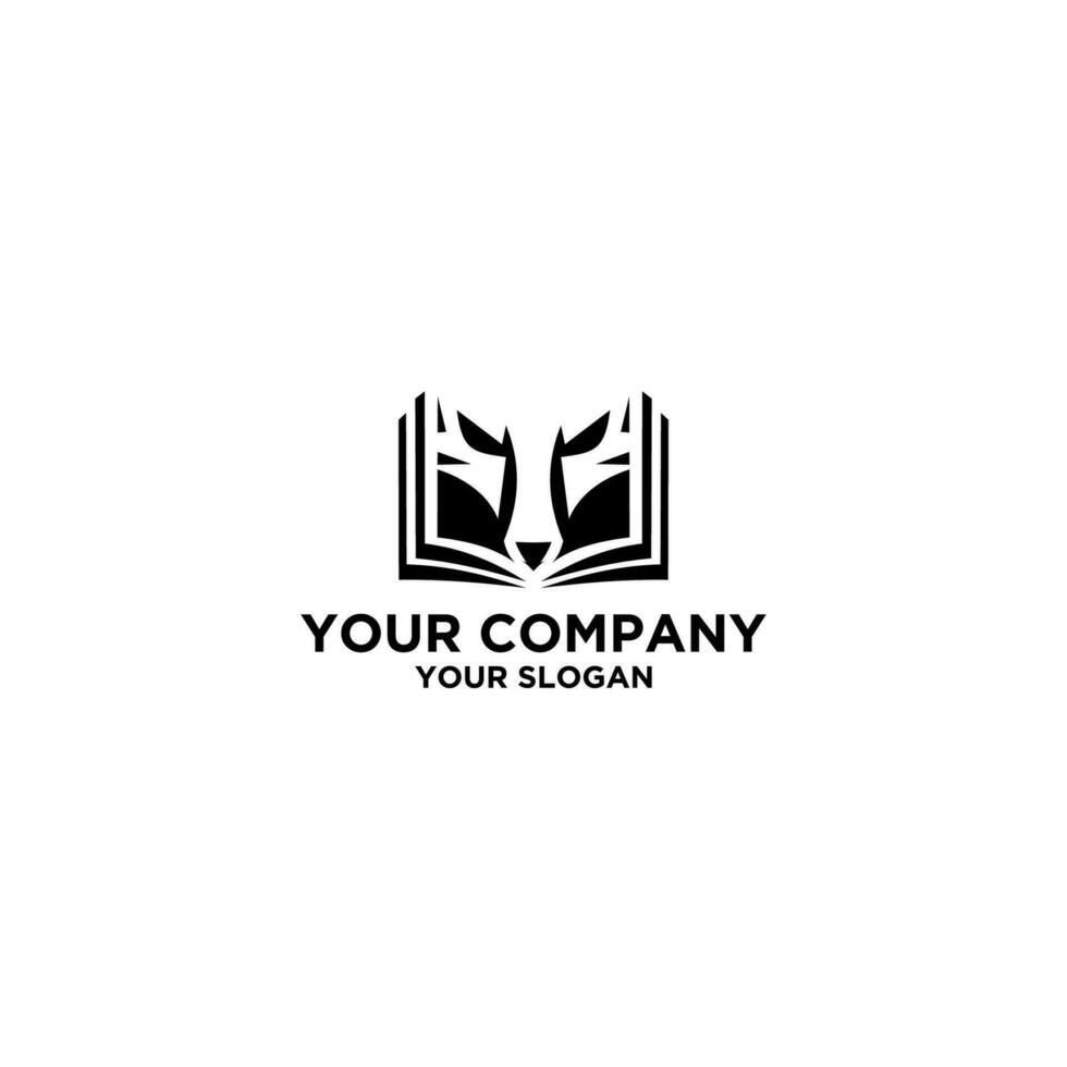 Wolf Book logo design vector