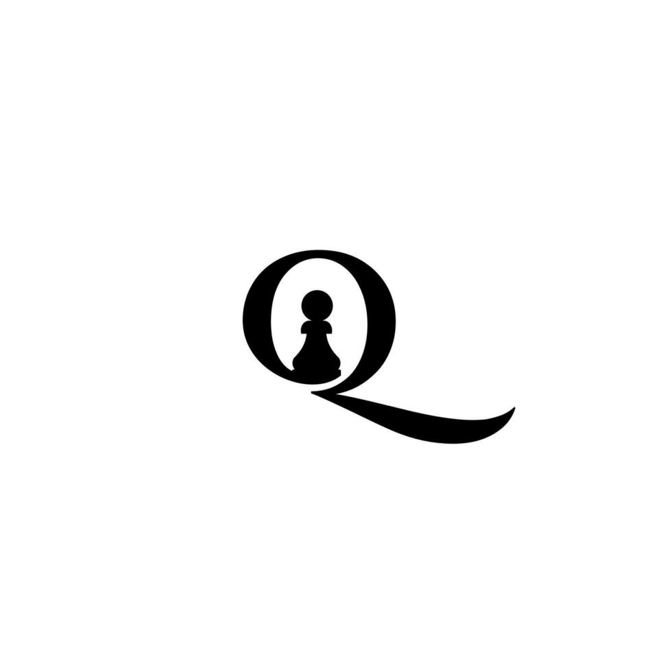 Q Pion Chess Logo Design vector