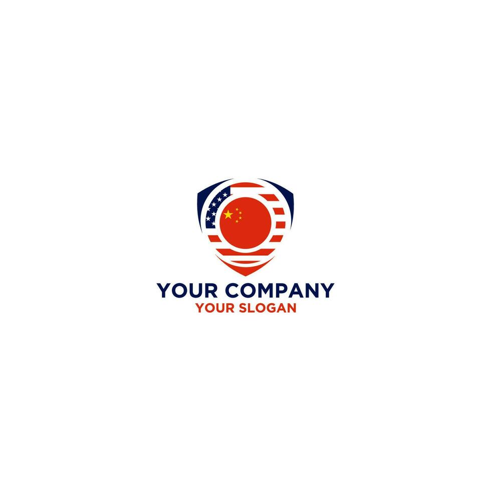 US China Shield Logo Design Vector