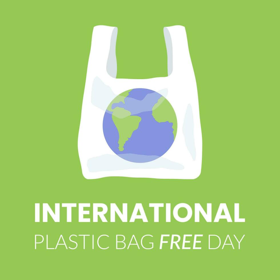 Plastic bag with earth sign, International plastic bag free day related vector