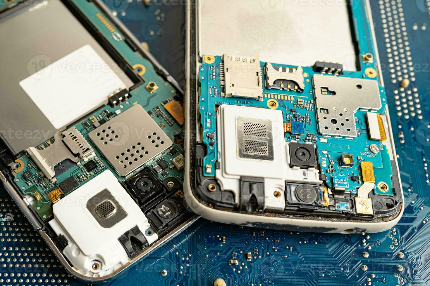 Repairing and upgrade mobile phone, electronic, computer hardware and technology concept. photo