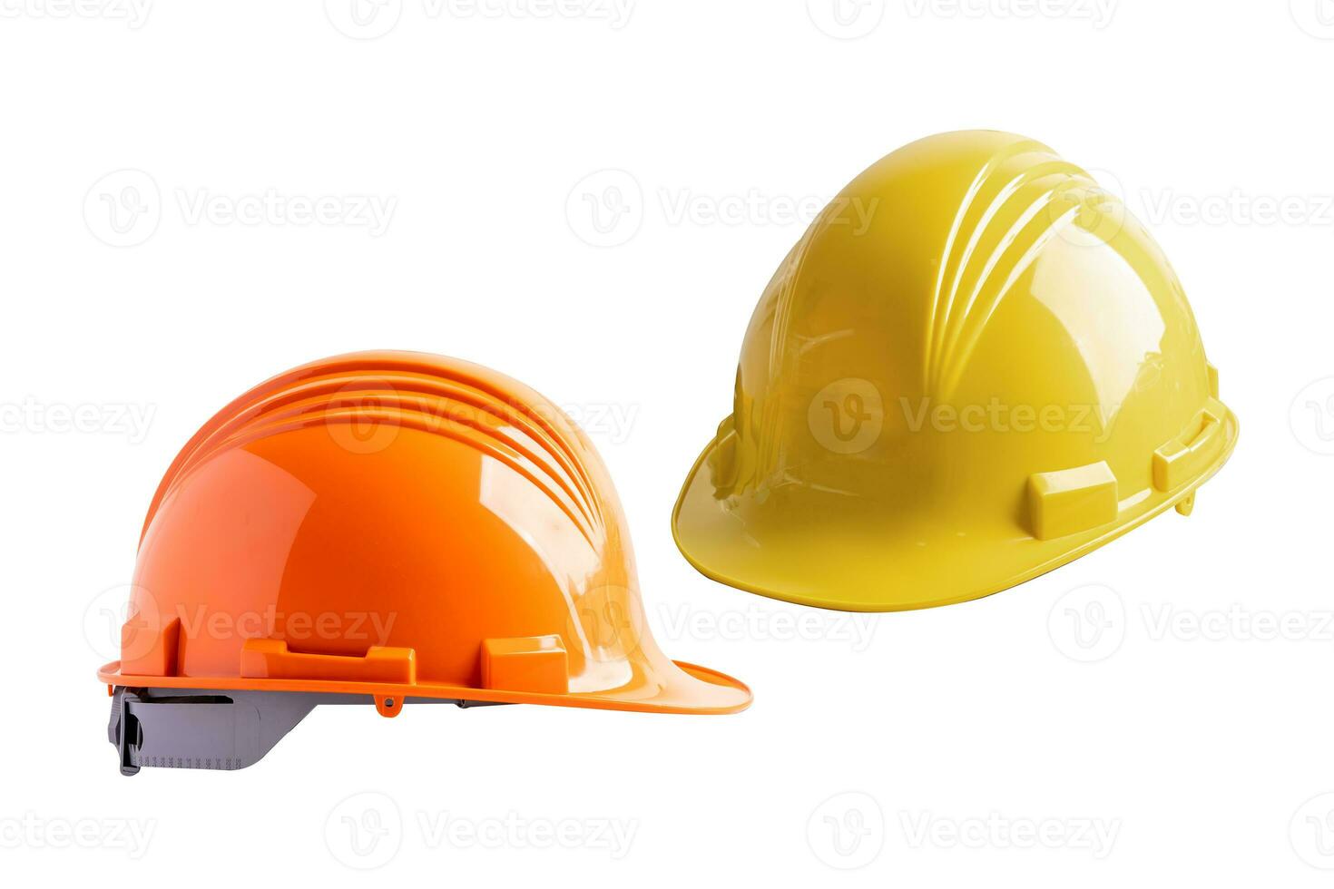 Safety first hard helmet hat isolated on white background. photo