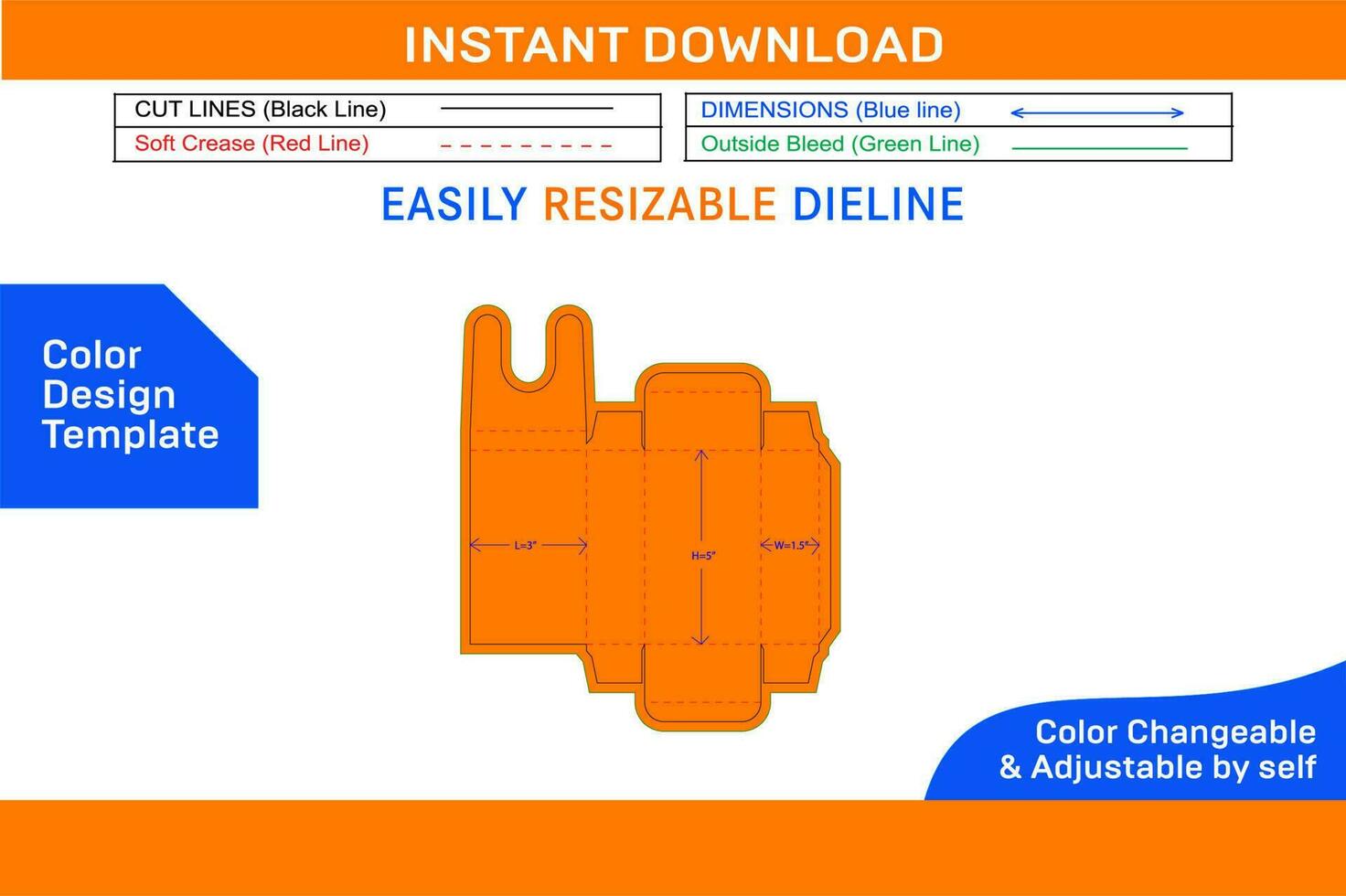 Neil polish cardboard box dieline template and 3D vector file
