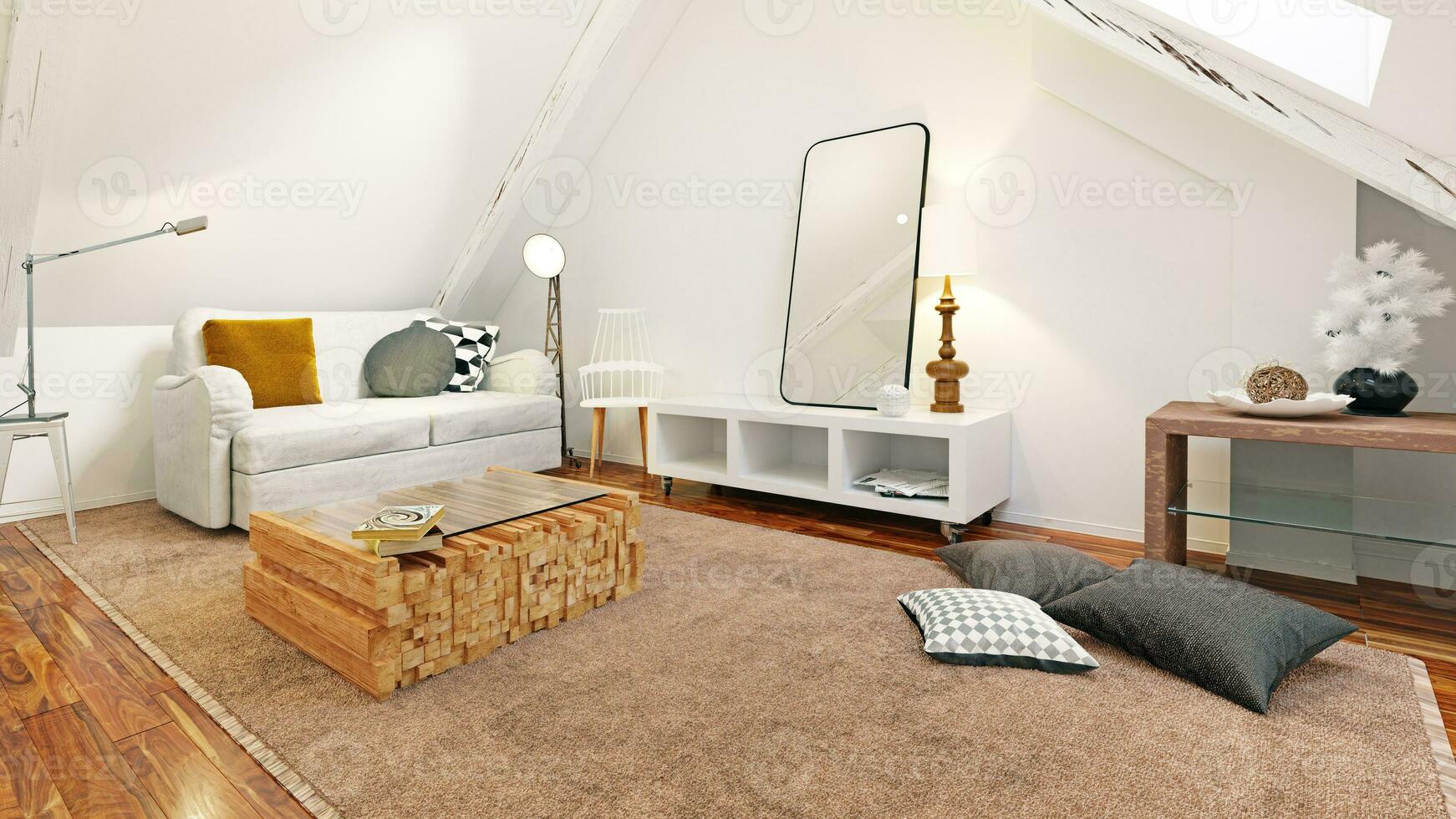 modern attic interior. photo