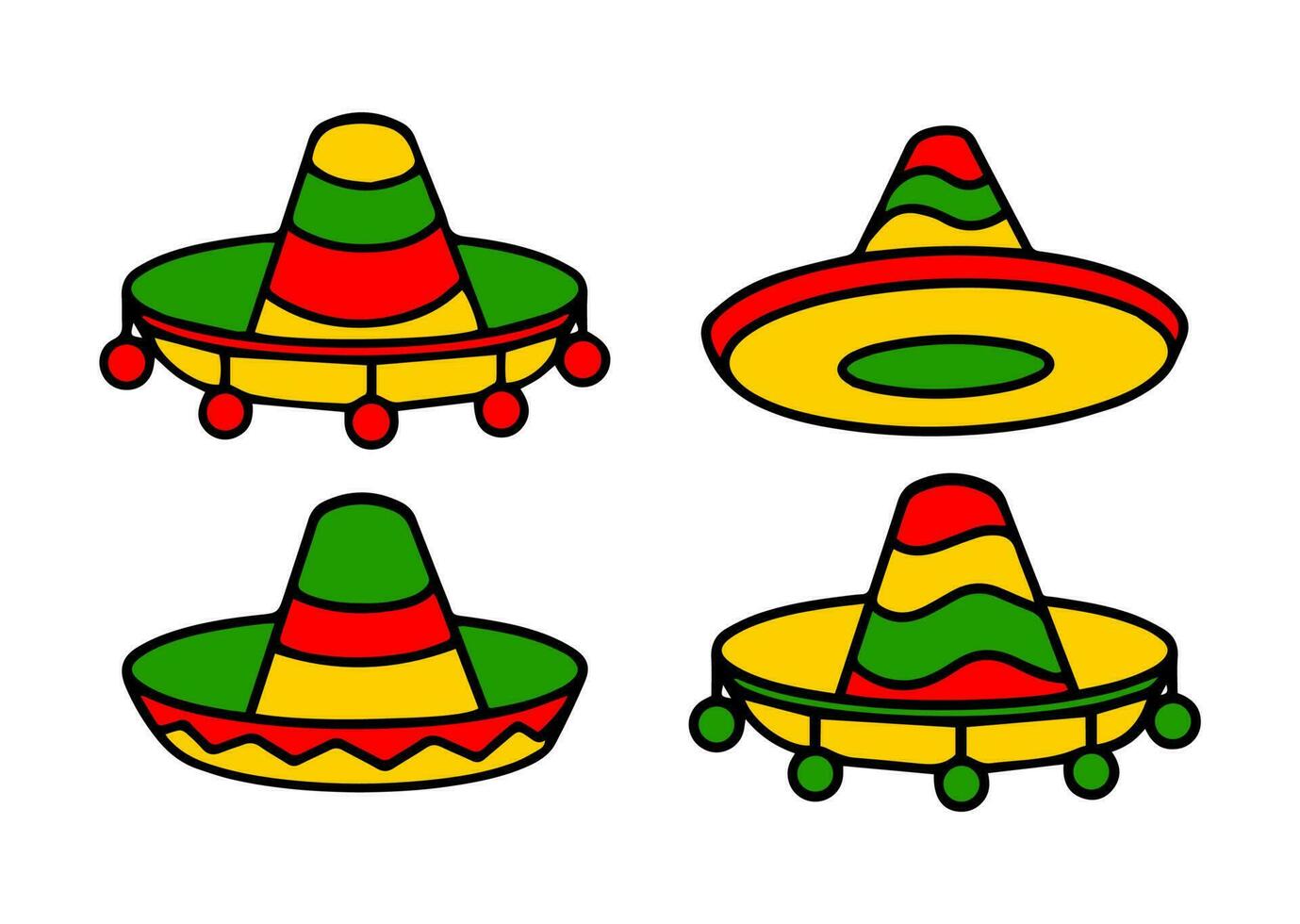 Mexican sombrero with ornament design on top. vector