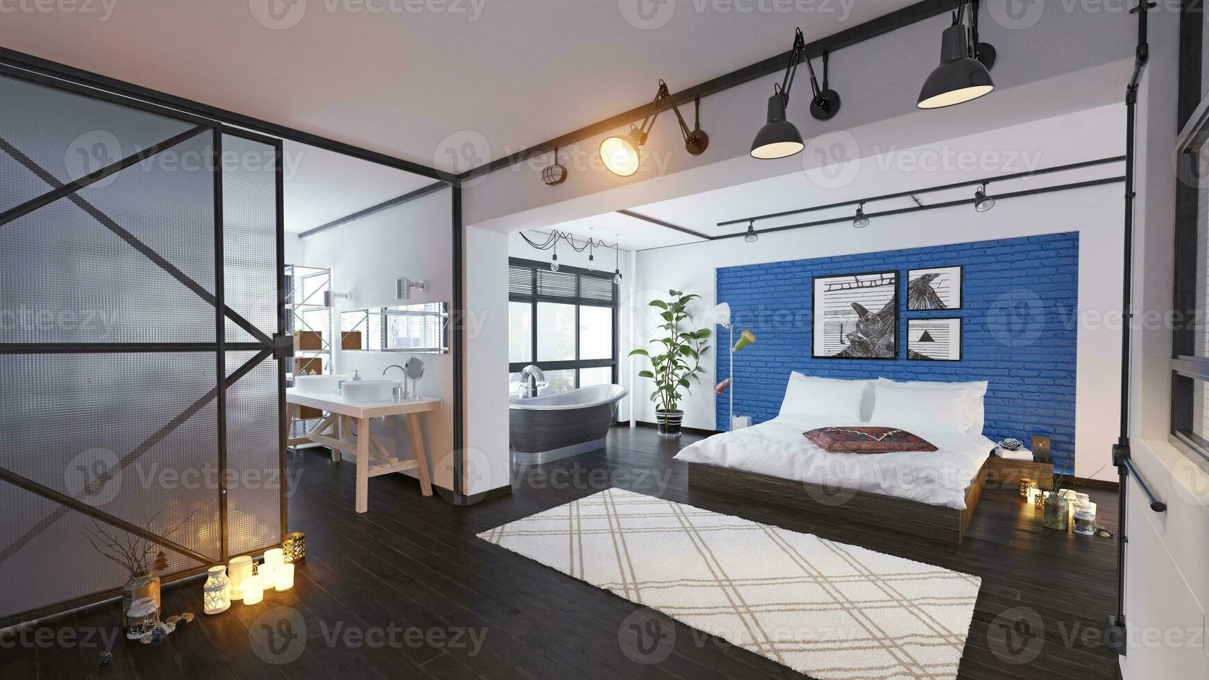 modern loft interior. photo