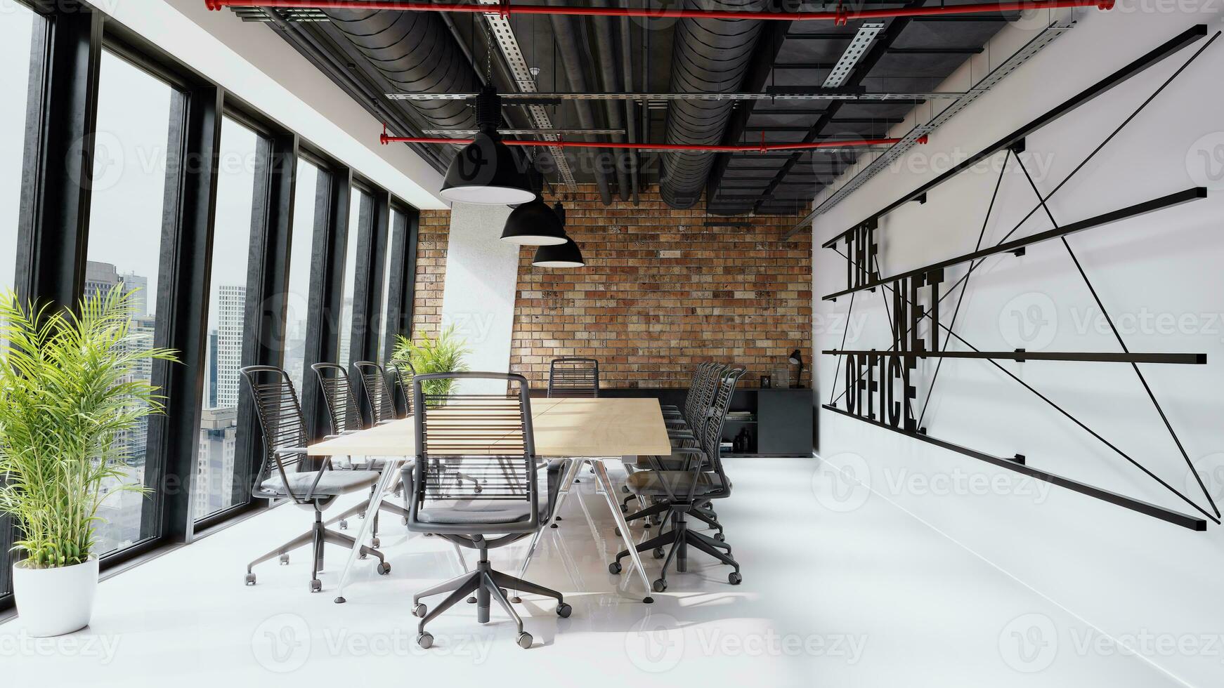White industrial city office. photo