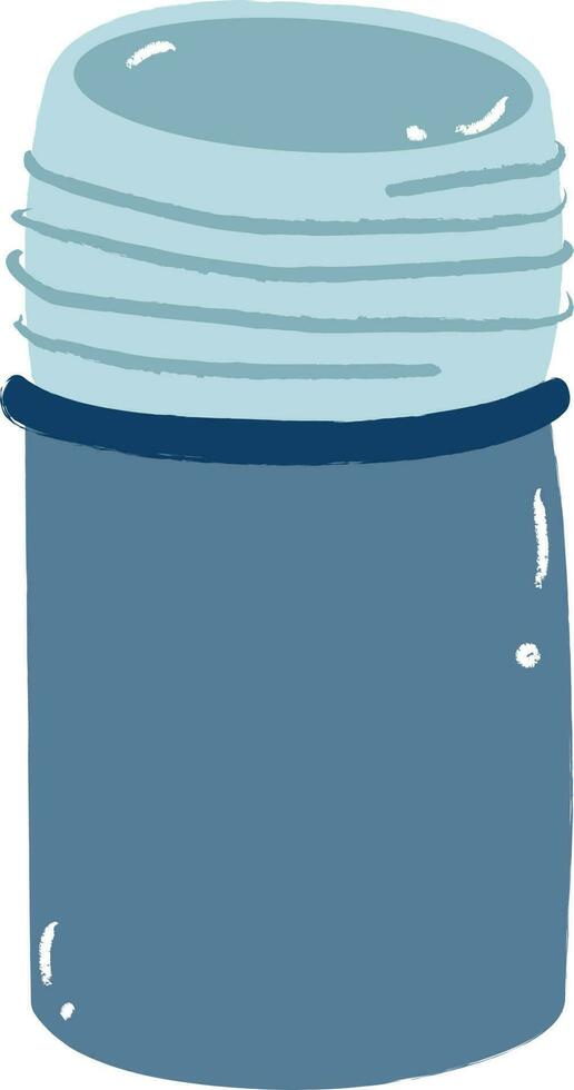 Blue thermos, drinking supplies for camping drawing vector