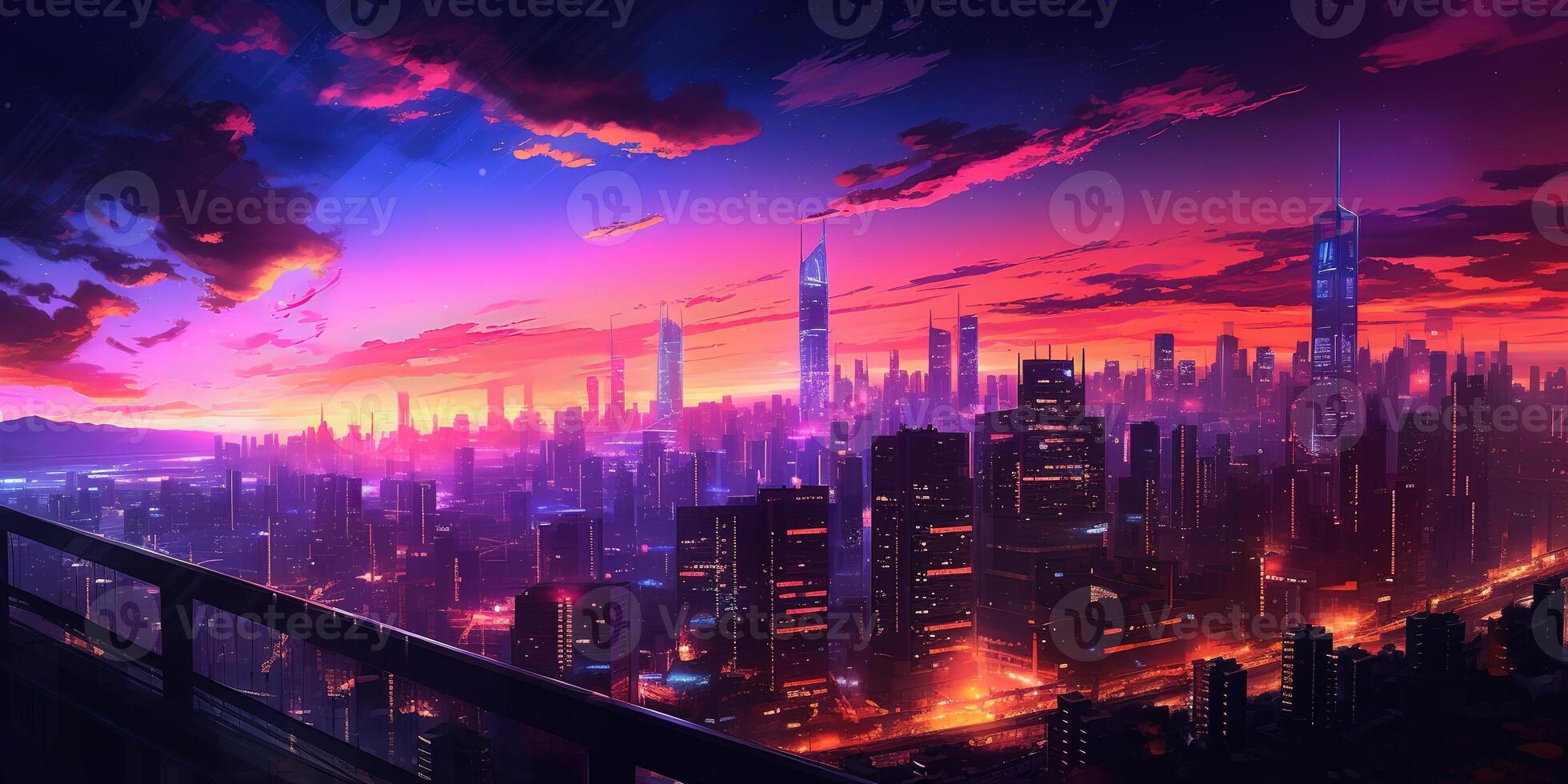 City and Neon Colors HD wallpaper download