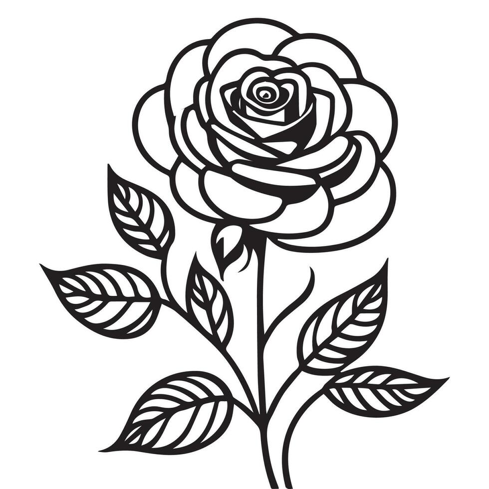 un Rosa vector clipart línea arte, un línea Arte vector silueta.