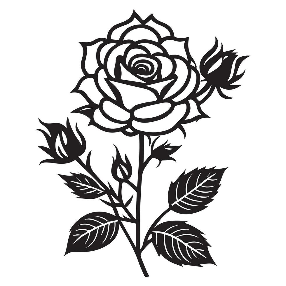 un Rosa vector clipart línea arte, un línea Arte vector silueta.