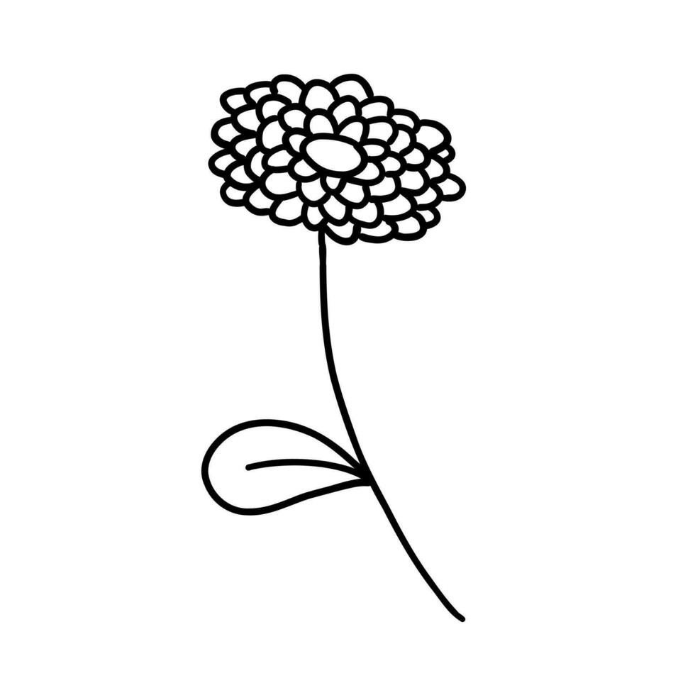 Flower in doodle outline cartoon hand drawn style vector