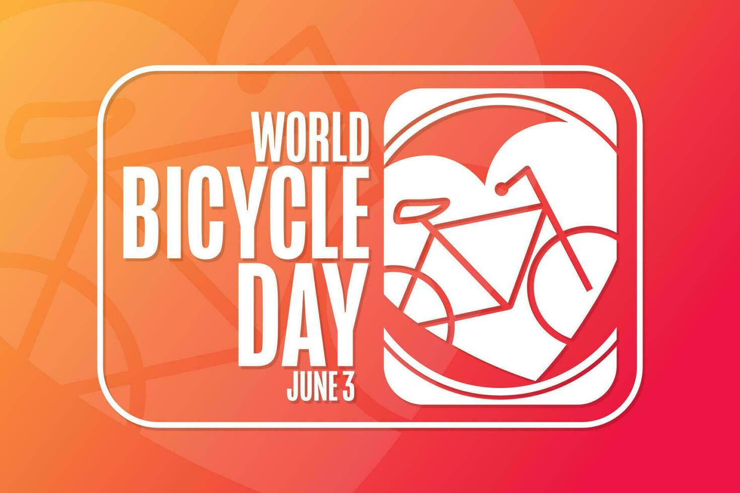 World Bicycle Day. June 3. Holiday concept. Template for background, banner, card, poster with text inscription. Vector EPS10 illustration.