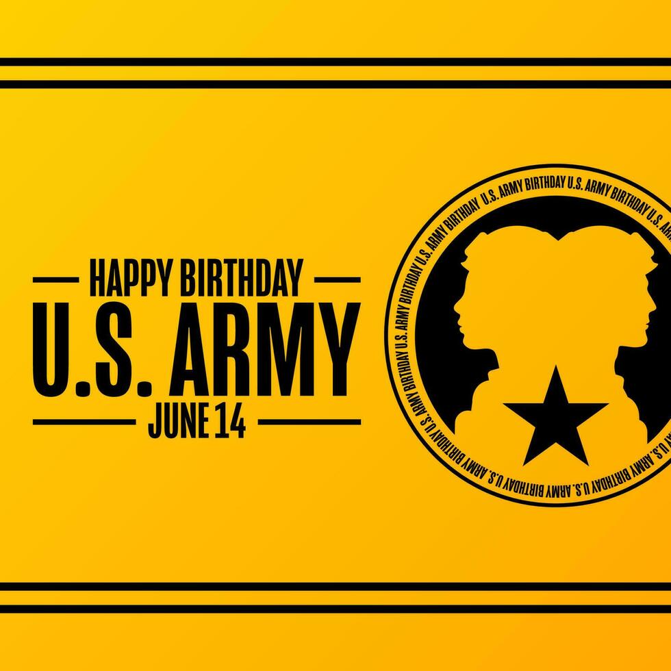 U.S. Army Birthday. June 14. Holiday concept. Template for background, banner, card, poster with text inscription. Vector EPS10 illustration.