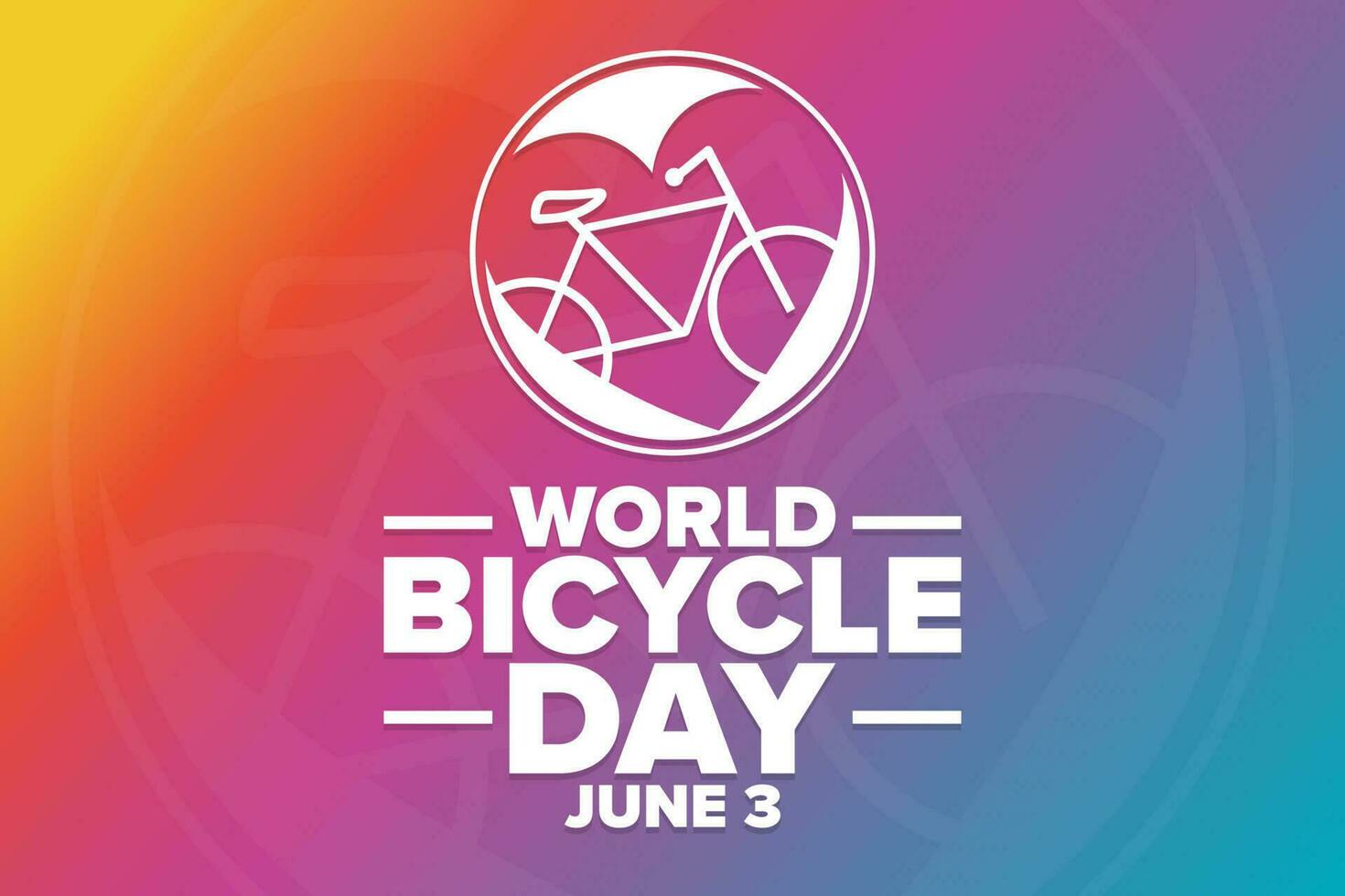 World Bicycle Day. June 3. Holiday concept. Template for background, banner, card, poster with text inscription. Vector EPS10 illustration.
