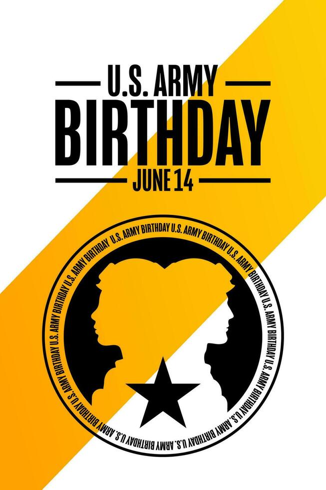 U.S. Army Birthday. June 14. Holiday concept. Template for background, banner, card, poster with text inscription. Vector EPS10 illustration.