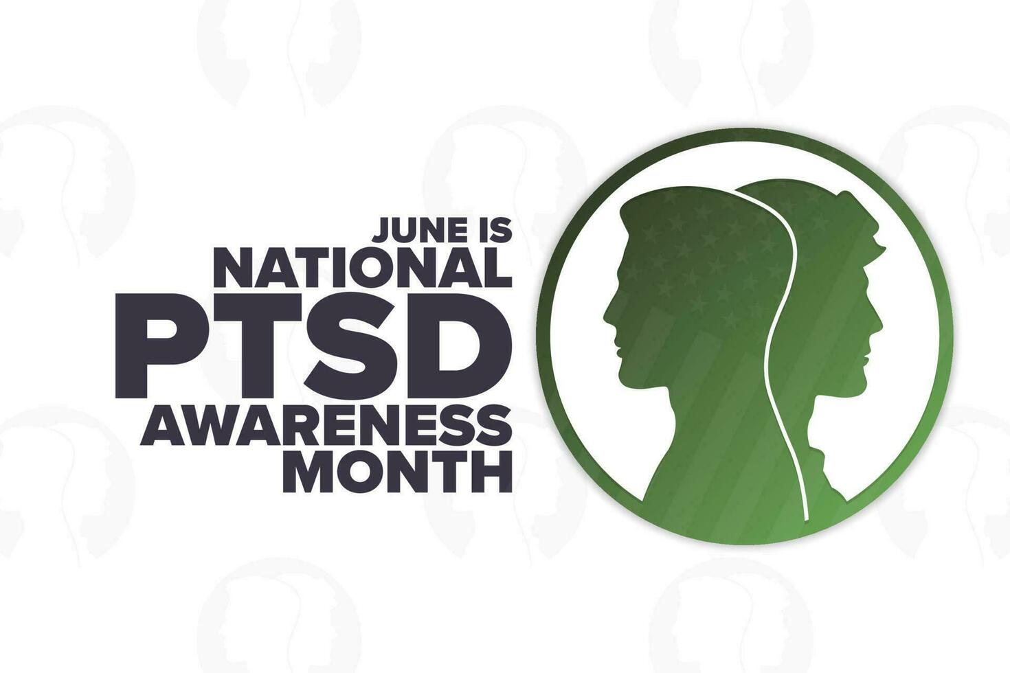 June is National PTSD Awareness Month. Holiday concept. Template for background, banner, card, poster with text inscription. Vector EPS10 illustration.