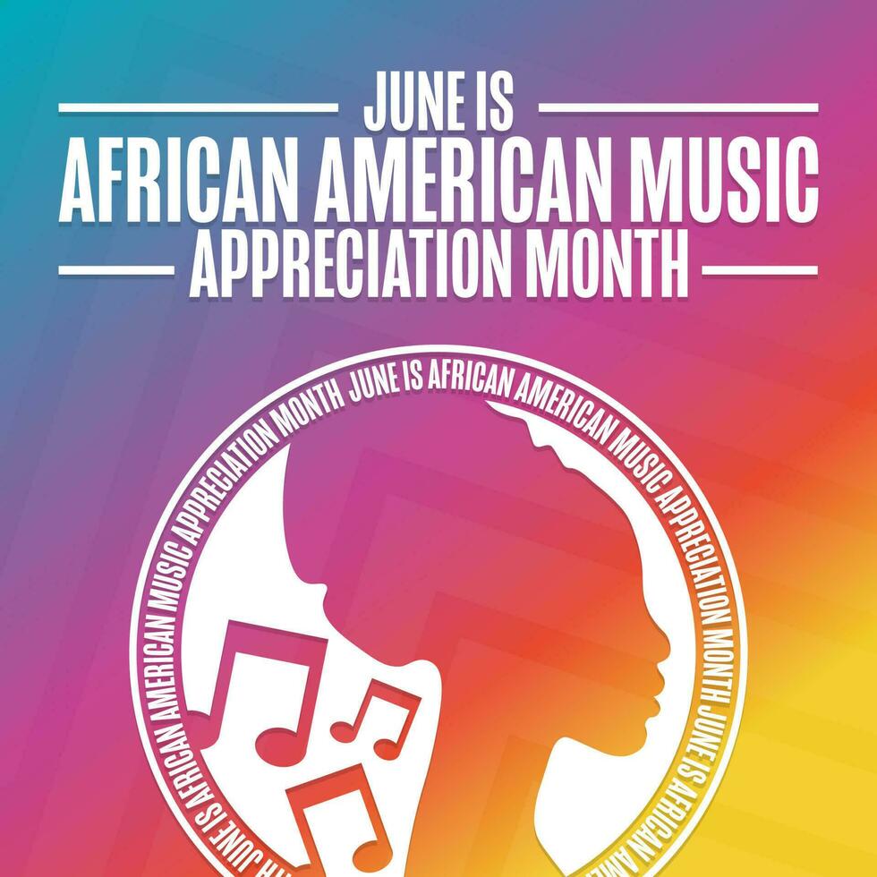 junio es africano americano música apreciación mes. fiesta concepto. modelo para fondo, bandera, tarjeta, póster con texto inscripción. vector eps10 ilustración.