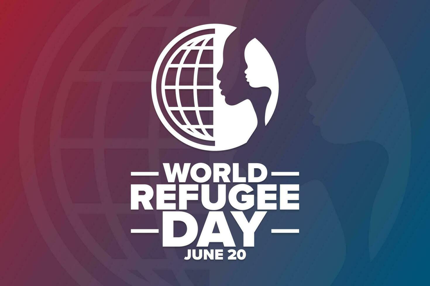 World Refugee Day. June 20. Holiday concept. Template for background, banner, card, poster with text inscription. Vector EPS10 illustration.