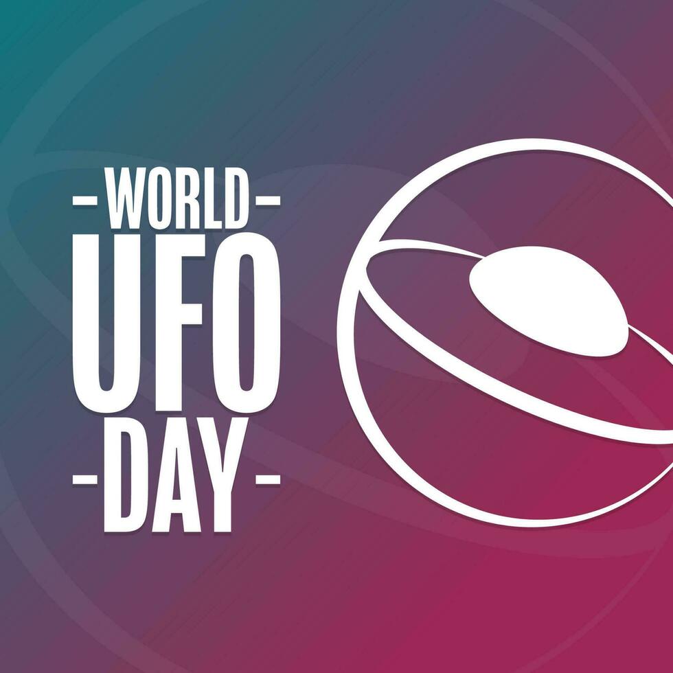 World UFO Day. Holiday concept. Template for background, banner, card, poster with text inscription. Vector EPS10 illustration.