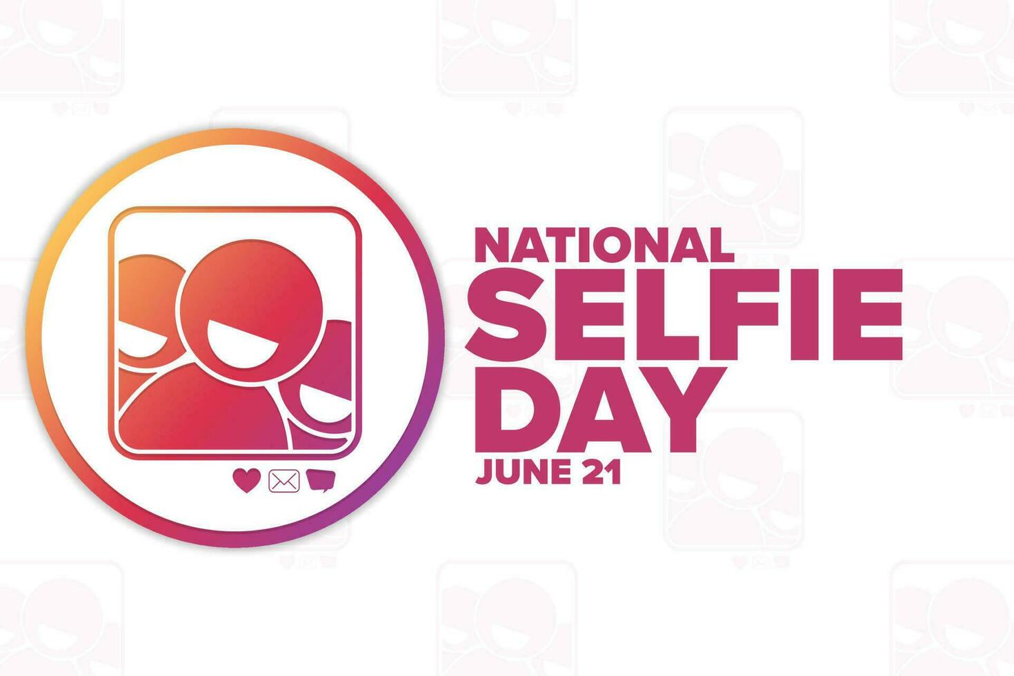 National Selfie Day. June 21. Holiday concept. Template for background, banner, card, poster with text inscription. Vector EPS10 illustration.
