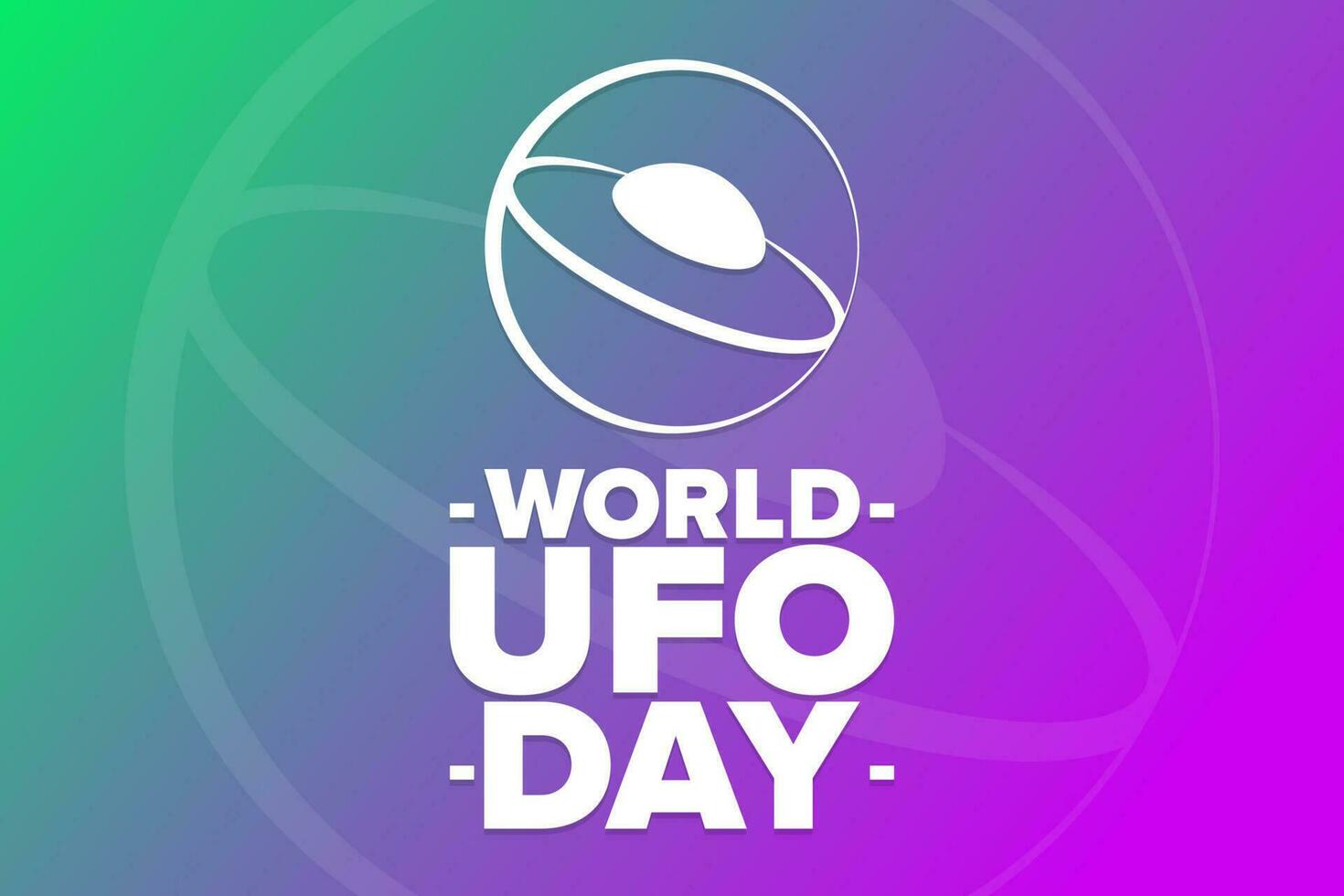 World UFO Day. Holiday concept. Template for background, banner, card, poster with text inscription. Vector EPS10 illustration.