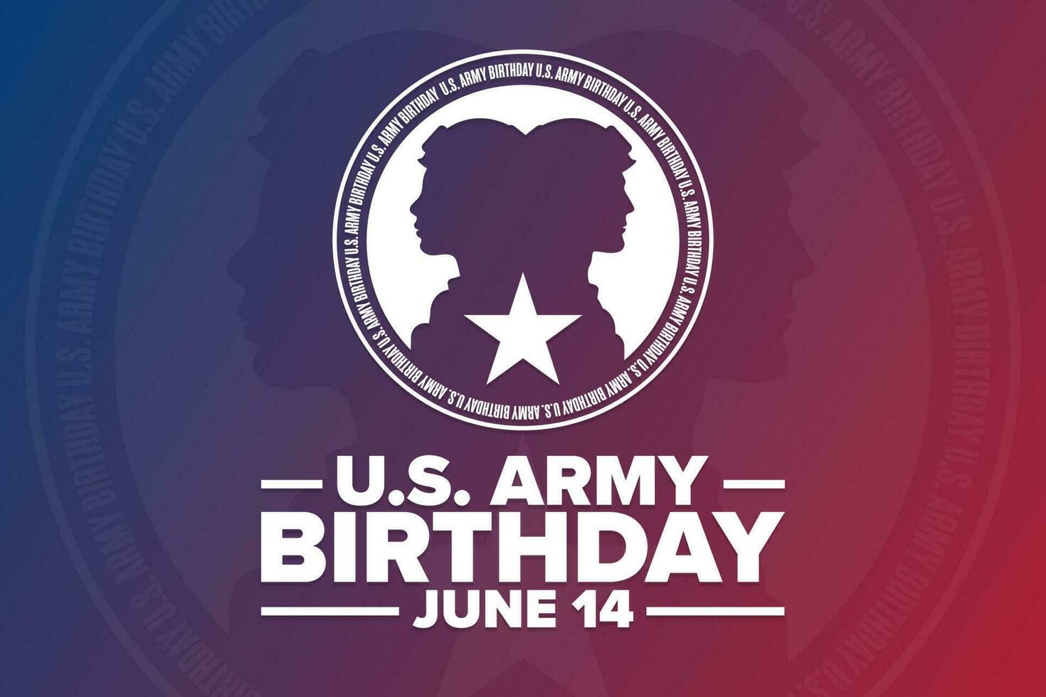 U.S. Army Birthday. June 14. Holiday concept. Template for background, banner, card, poster with text inscription. Vector EPS10 illustration.