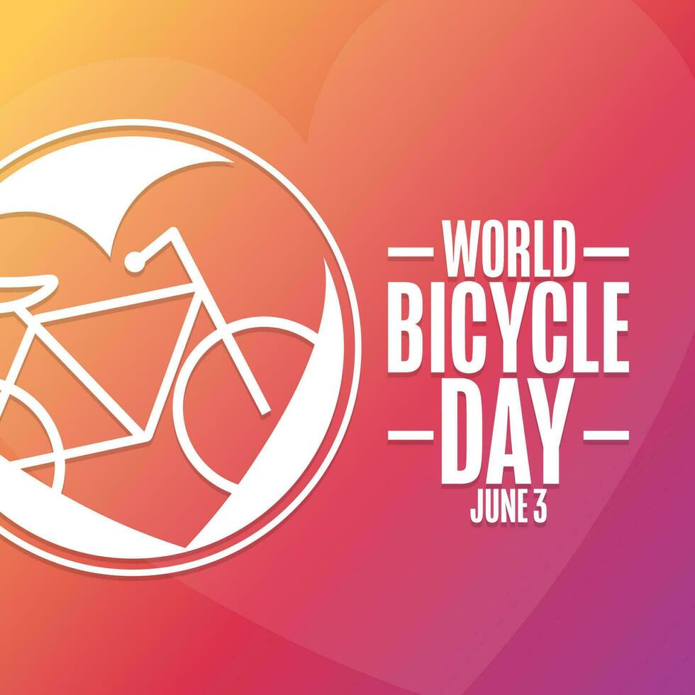 World Bicycle Day. June 3. Holiday concept. Template for background, banner, card, poster with text inscription. Vector EPS10 illustration.