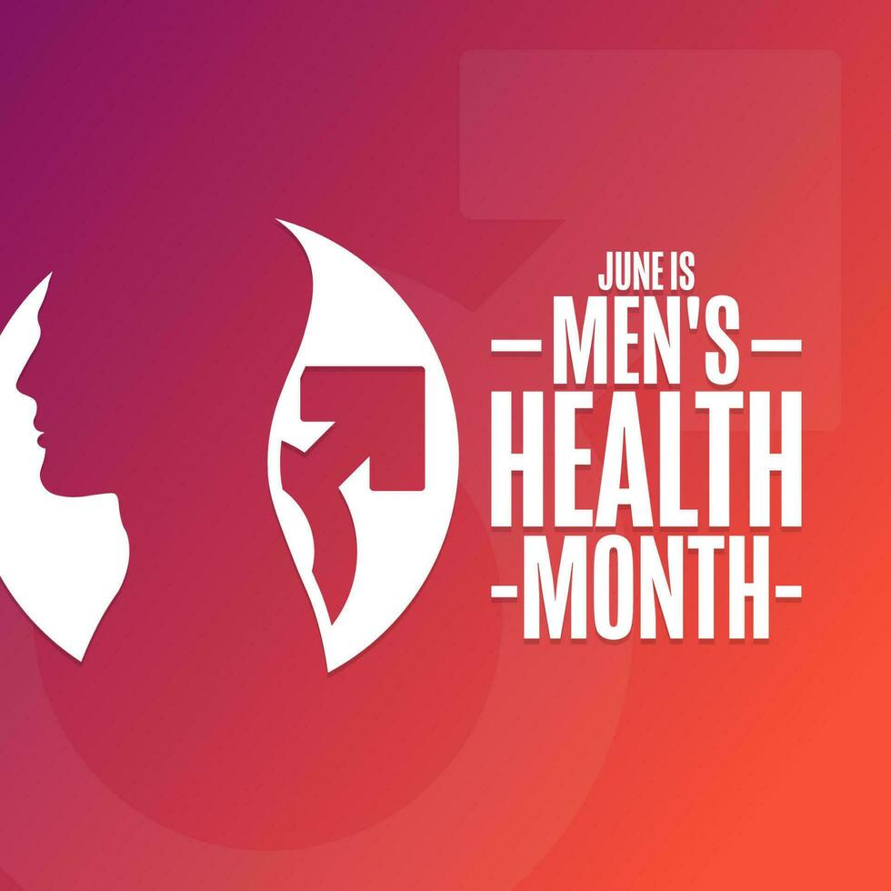 June is Men's Health Month. Holiday concept. Template for background, banner, card, poster with text inscription. Vector EPS10 illustration.