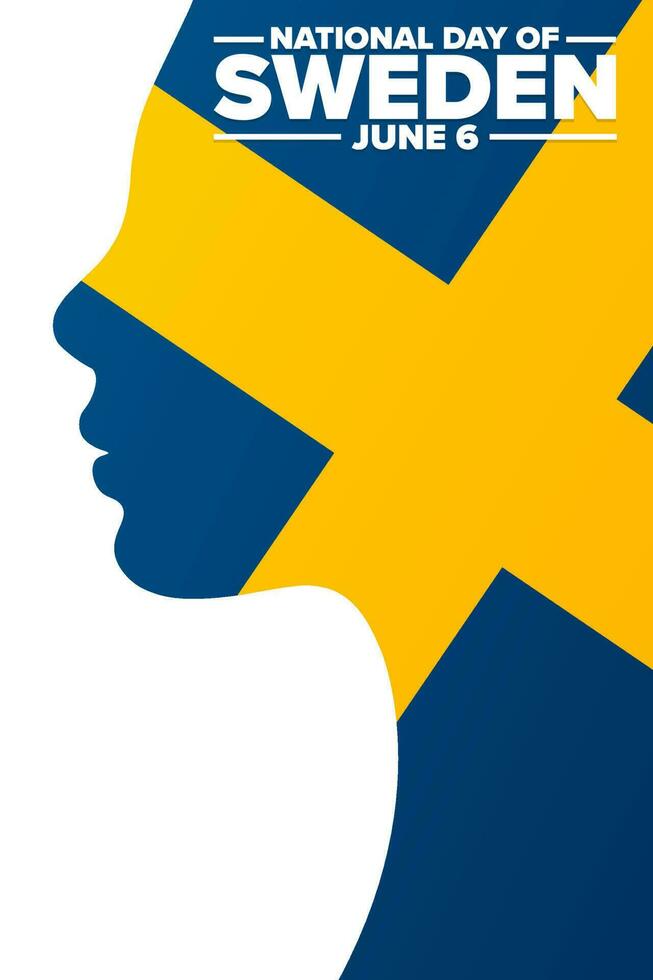 National Day of Sweden. June 6. Holiday concept. Template for background, banner, card, poster with text inscription. Vector EPS10 illustration.