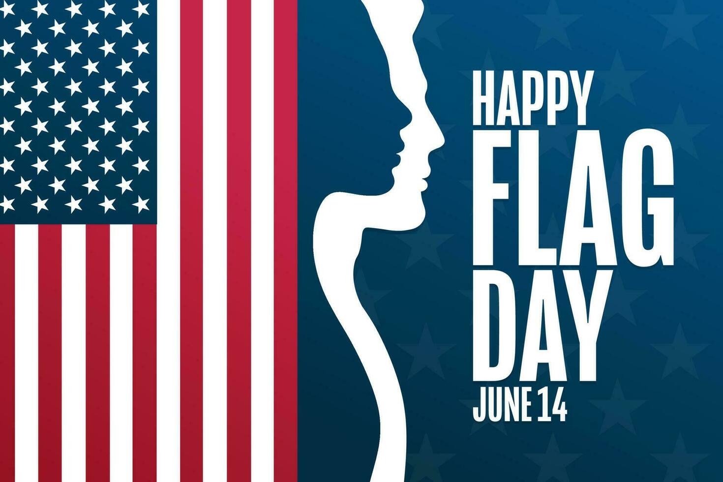 Happy Flag Day. June 14. Holiday concept. Template for background, banner, card, poster with text inscription. Vector EPS10 illustration.