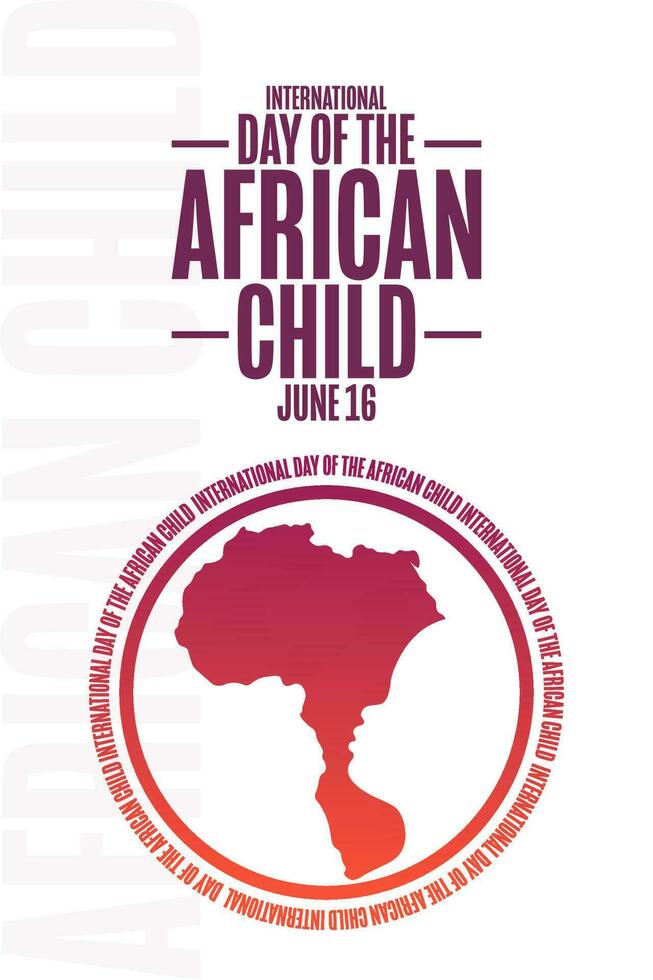 internacional día de el africano niño. junio dieciséis. fiesta concepto. modelo para fondo, bandera, tarjeta, póster con texto inscripción. vector eps10 ilustración.