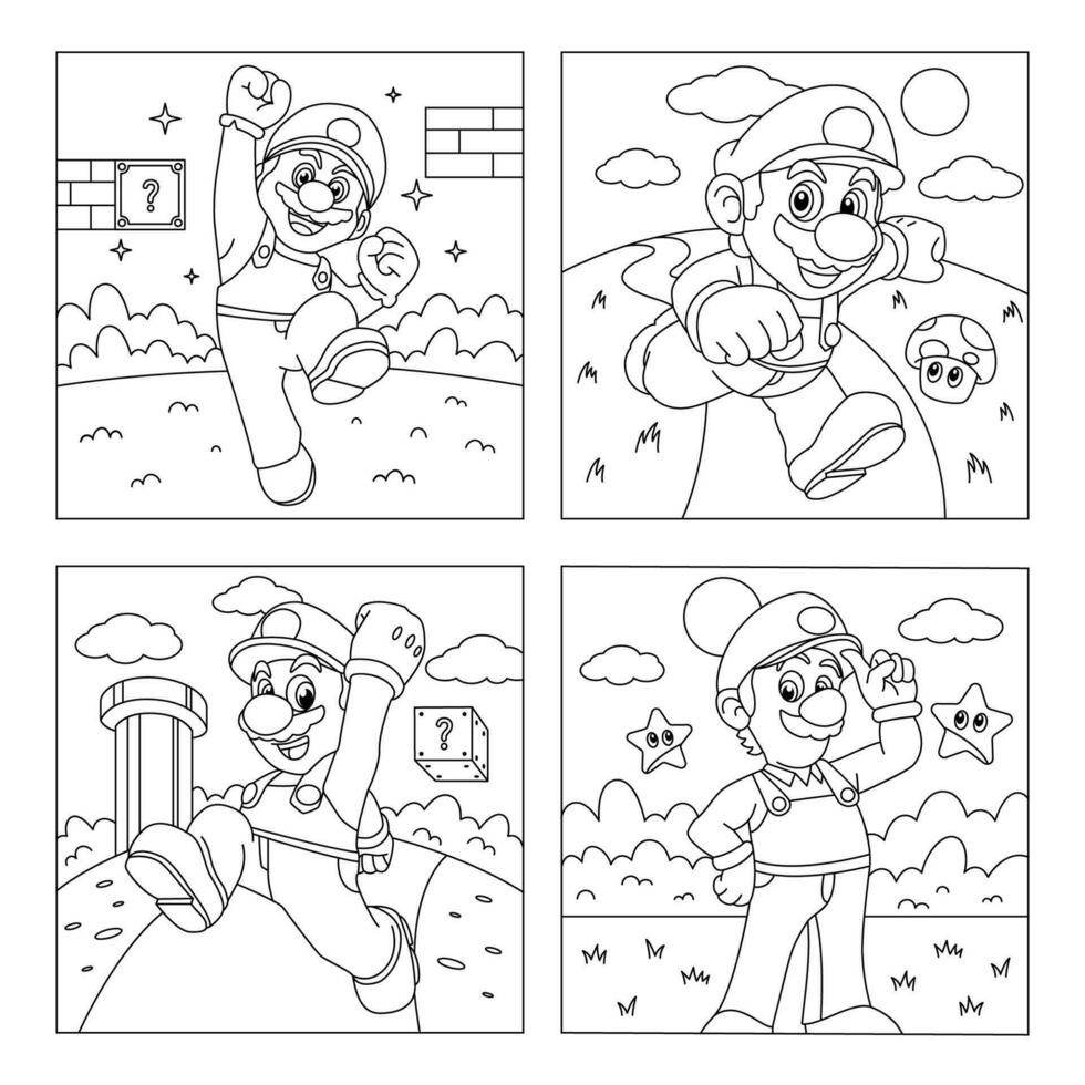 Plumber Character Children Coloring Book vector