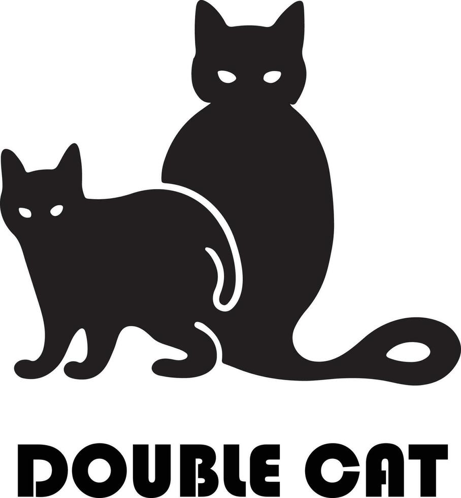 doble gato en negativo espacio logo vector archivo