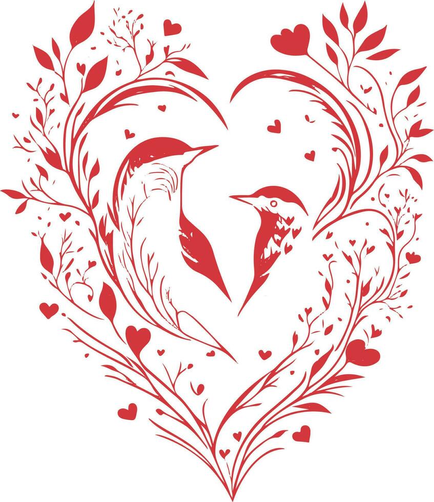 enamorado pájaro corazón forma ilustración vector archivo