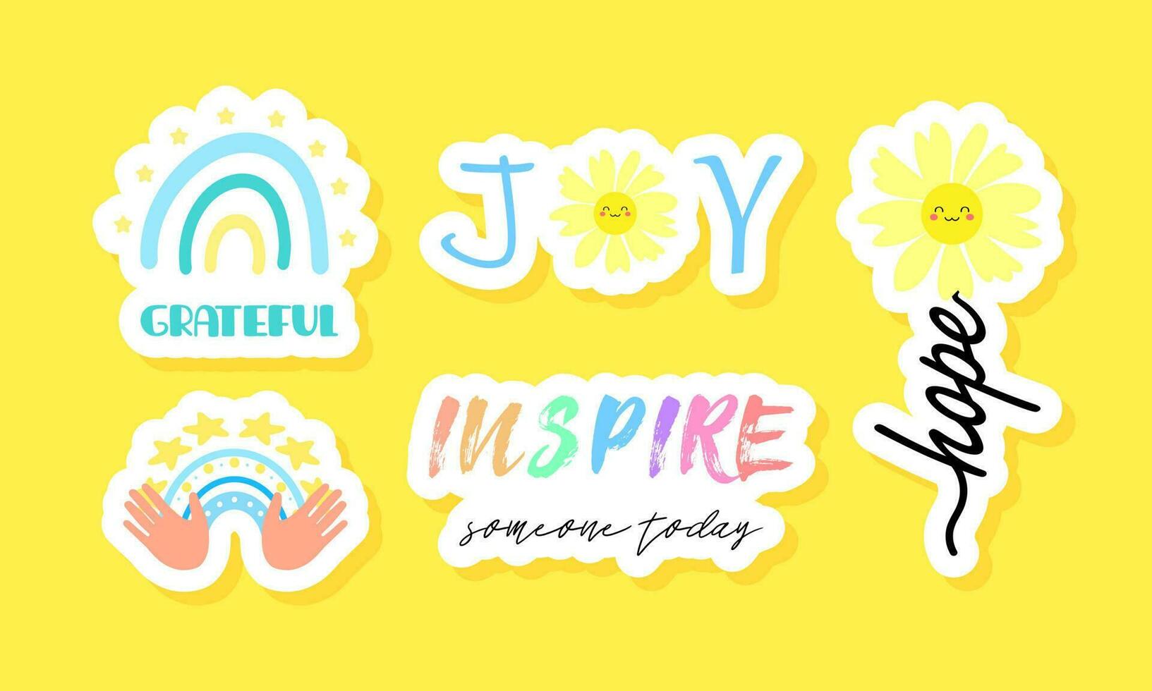 Positive feeling, christian religion sticker set. Cute vector notebook label clip art.