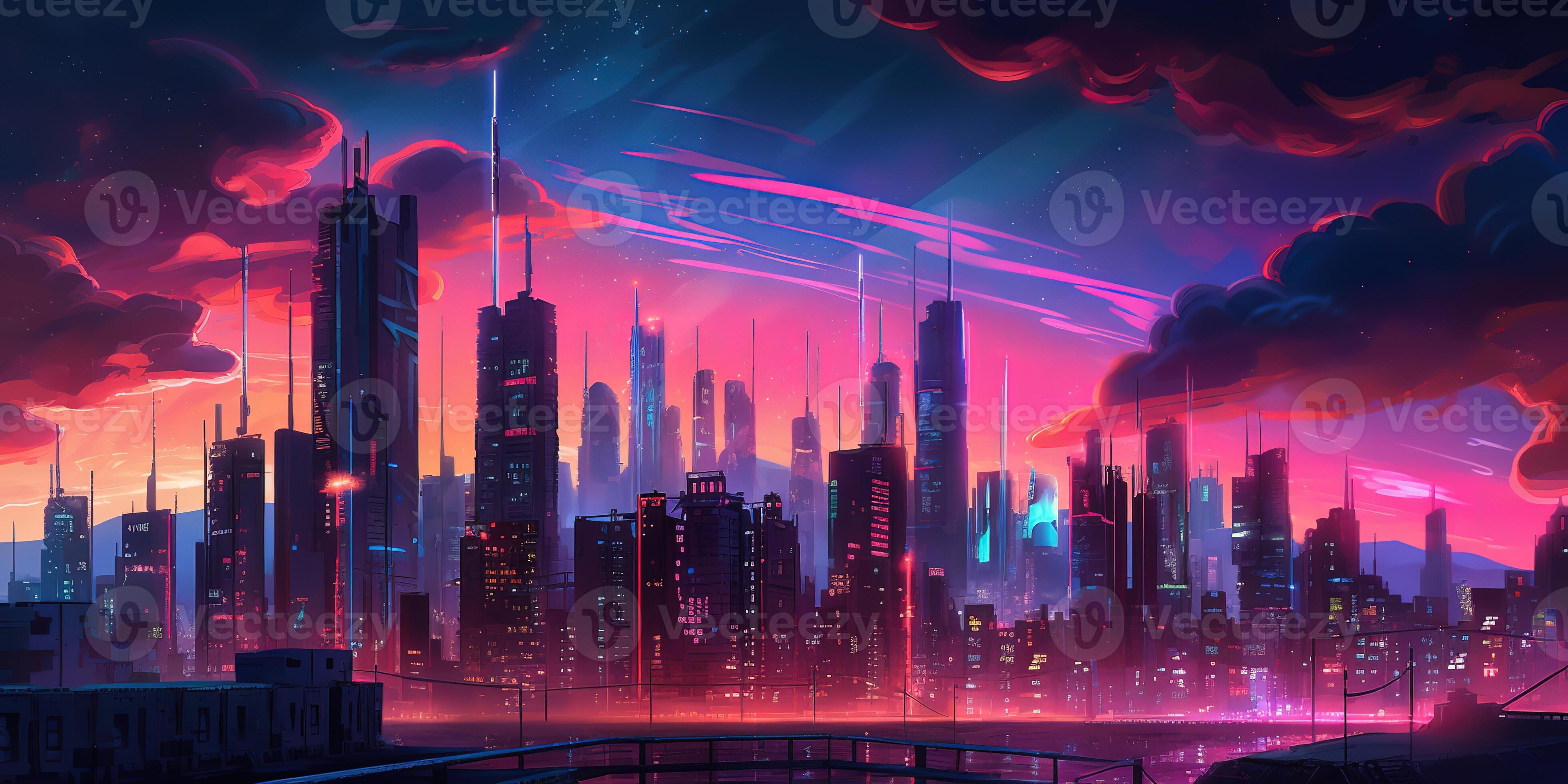 Neon Cityscape Background Wallpapers  Neon City Wallpapers