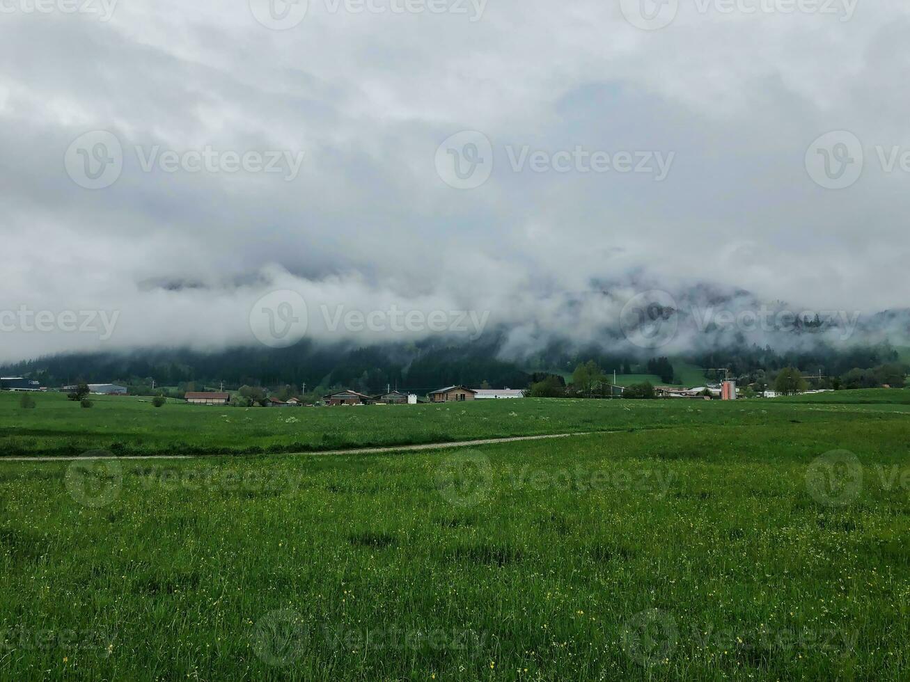 Cloud-covered mountains in Bavaria Germany photo