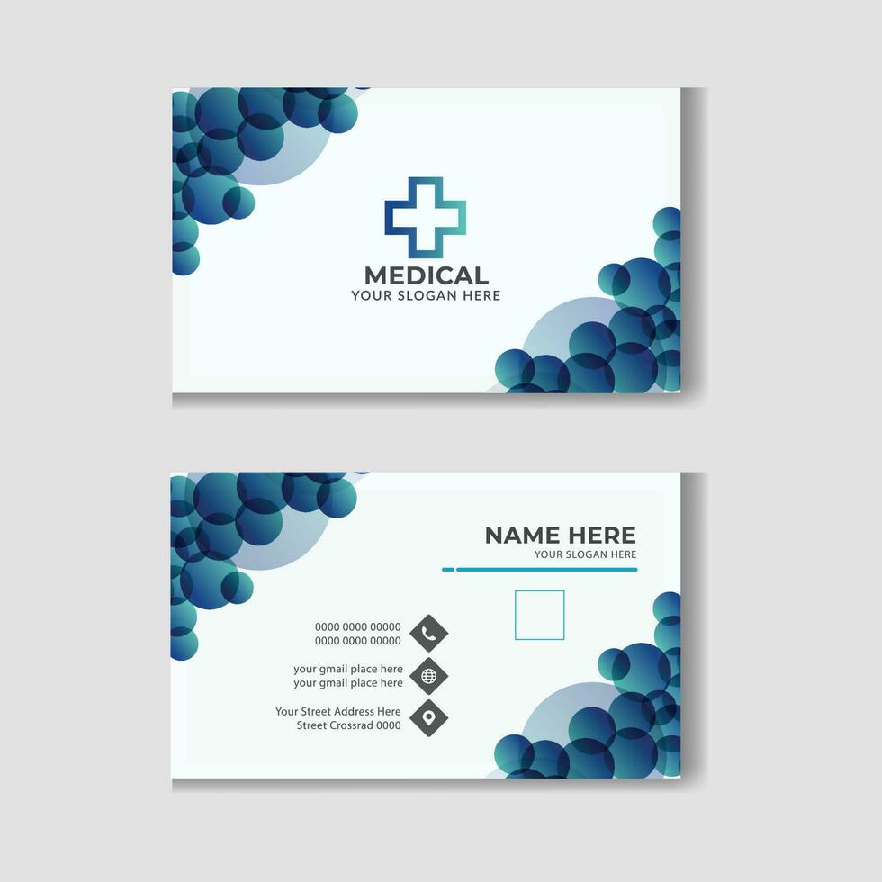 Blue and White modern business, healthcare, Medical card template. vector