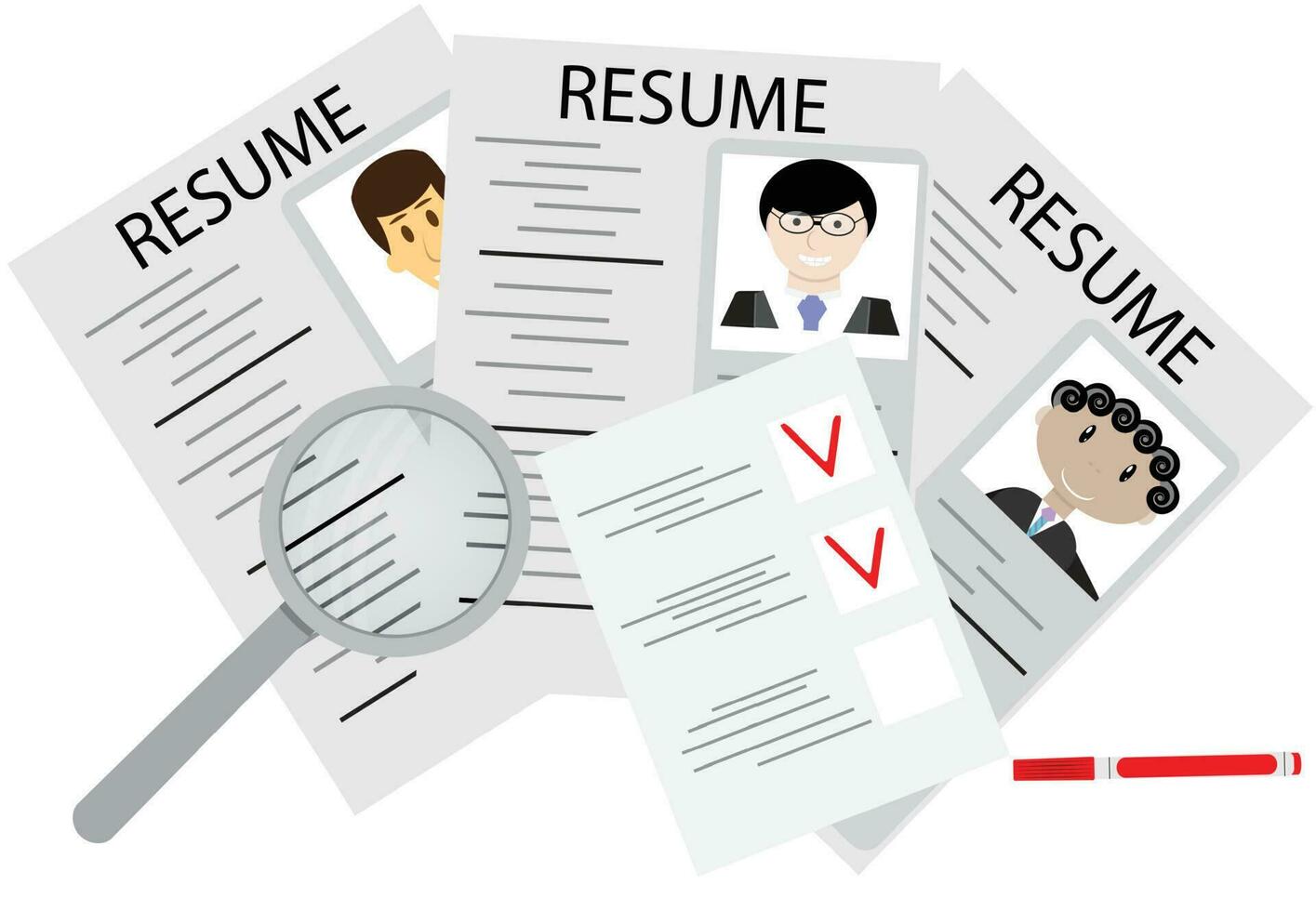 HR choose resume and cv vector