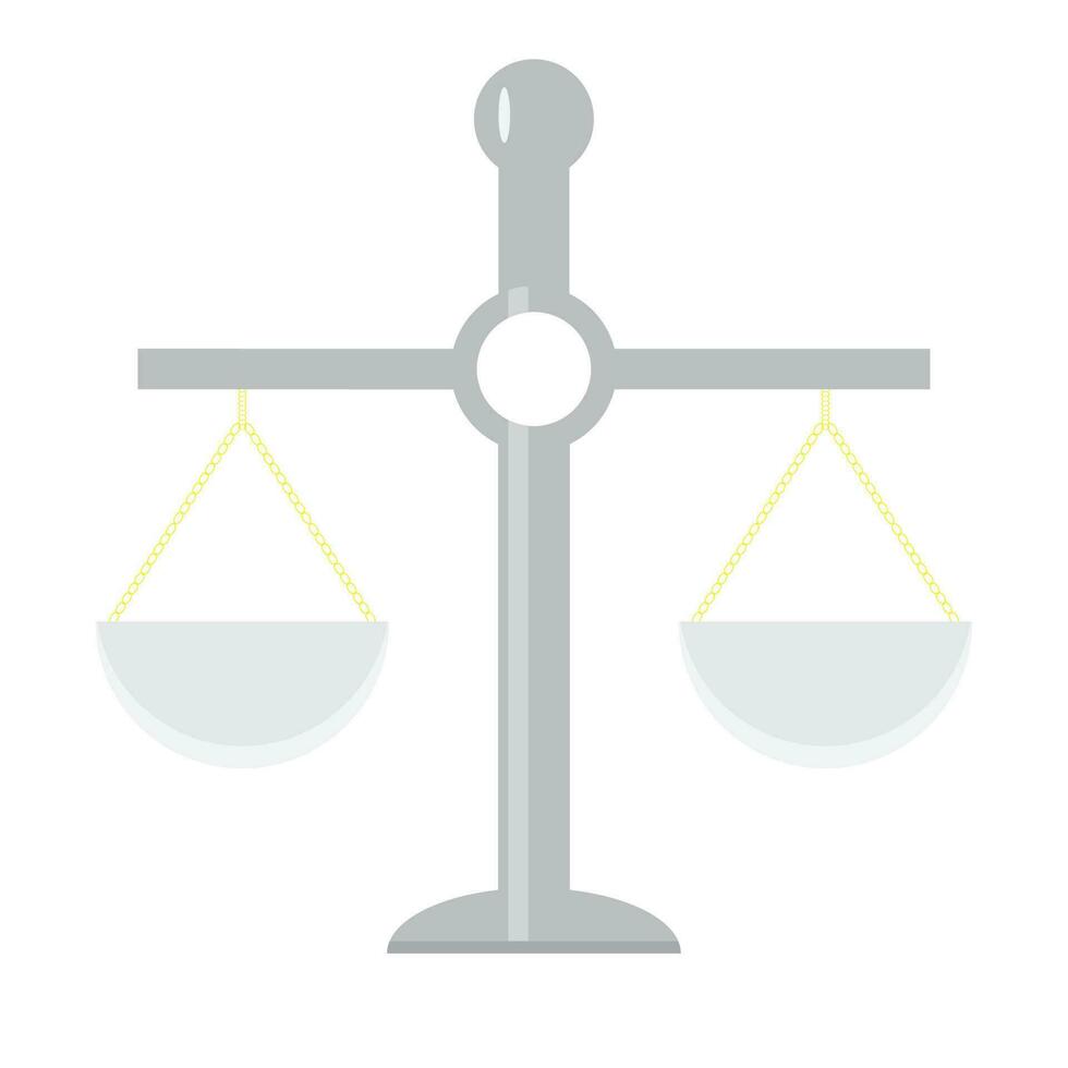 Scale isolated in flat style. Scales of justice and balance scale. Vector illustration