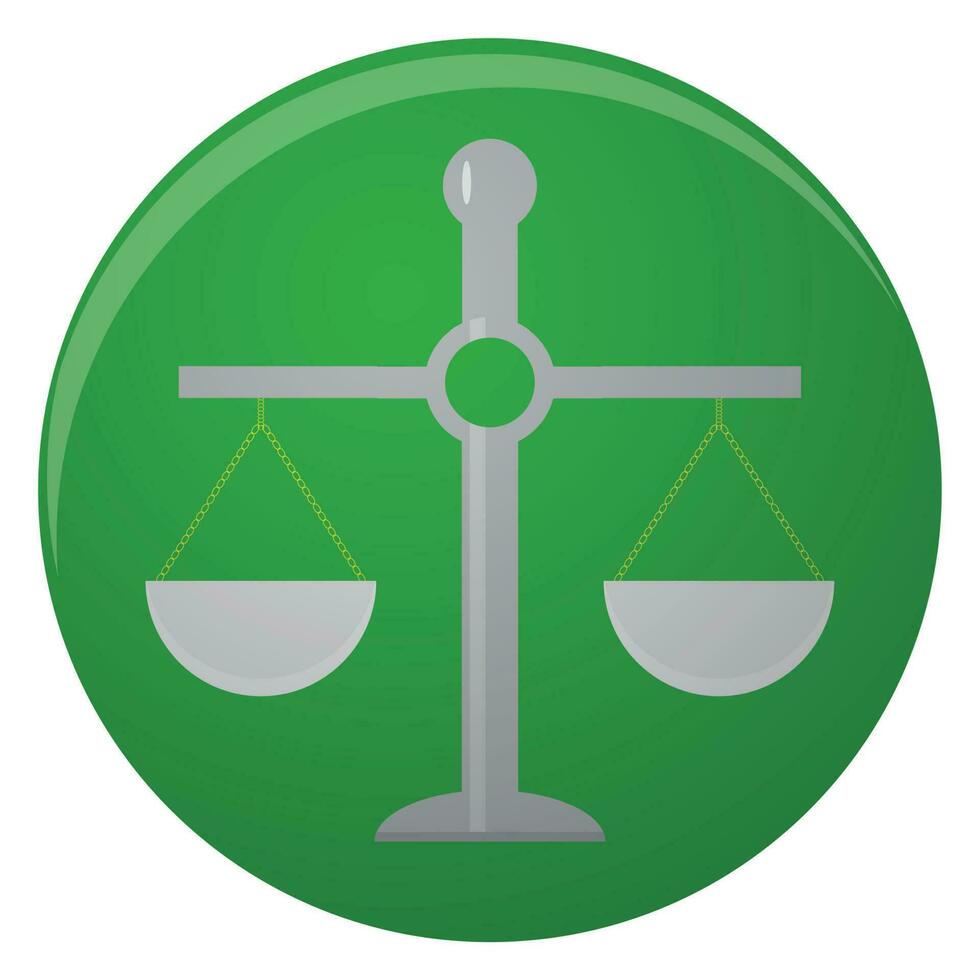 Vintage icon scale. balance scale of justice isolated in round. Vector illustration