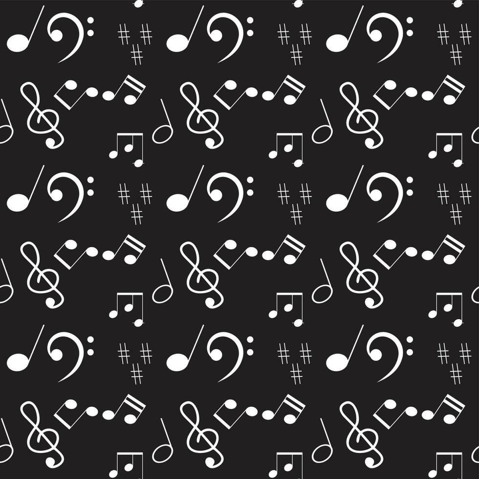 Seamless pattern with music notes and signs vector