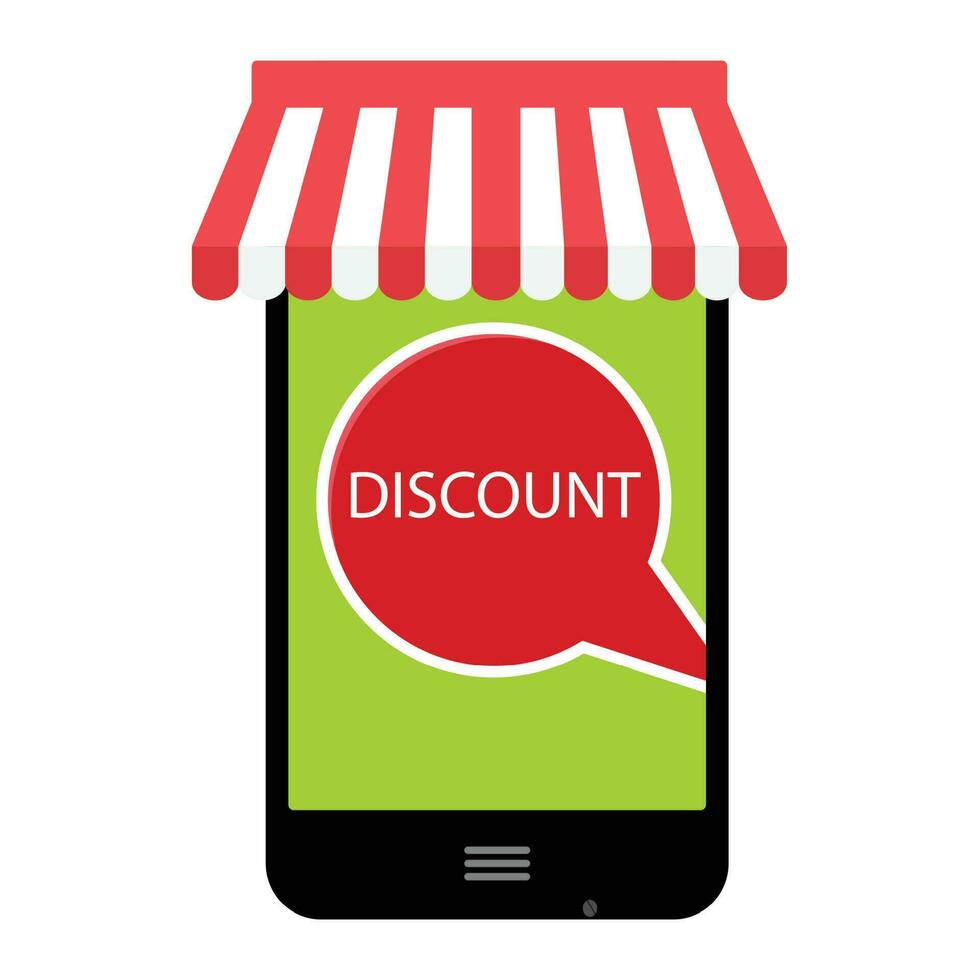 Discount online. Buy with use smartphone vector