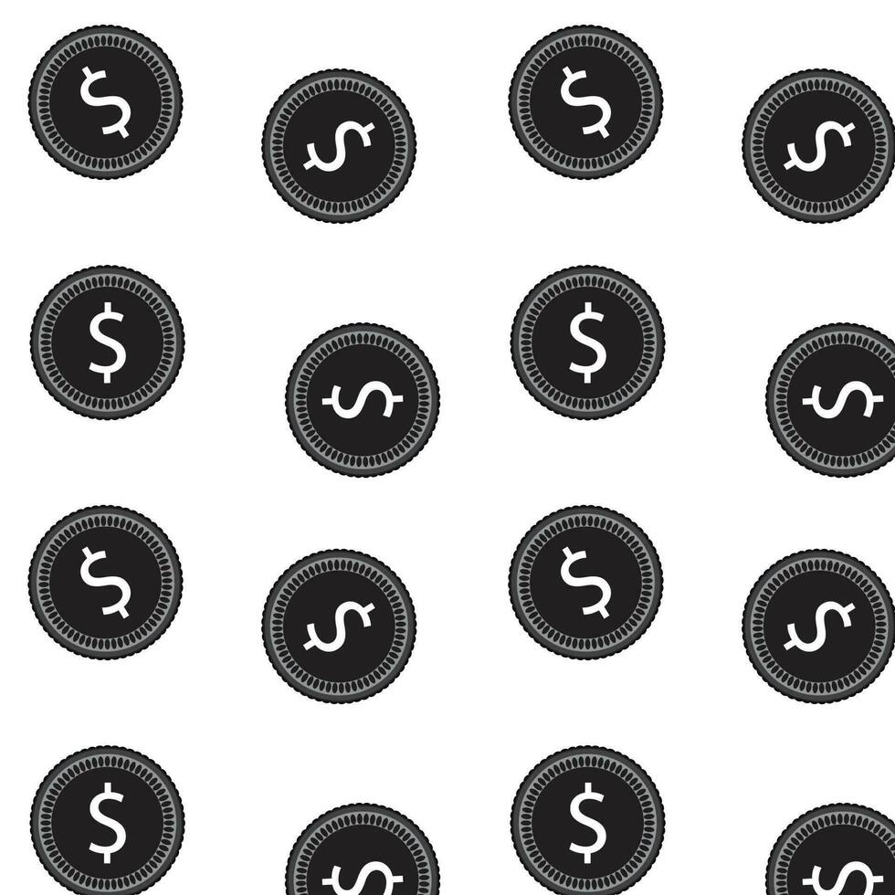Dollar coin pattern black white vector