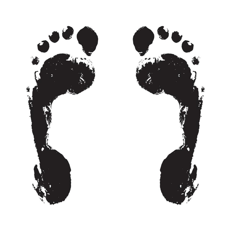 Real foot imprint. Footprint and foot steps, foot print vector and illustration