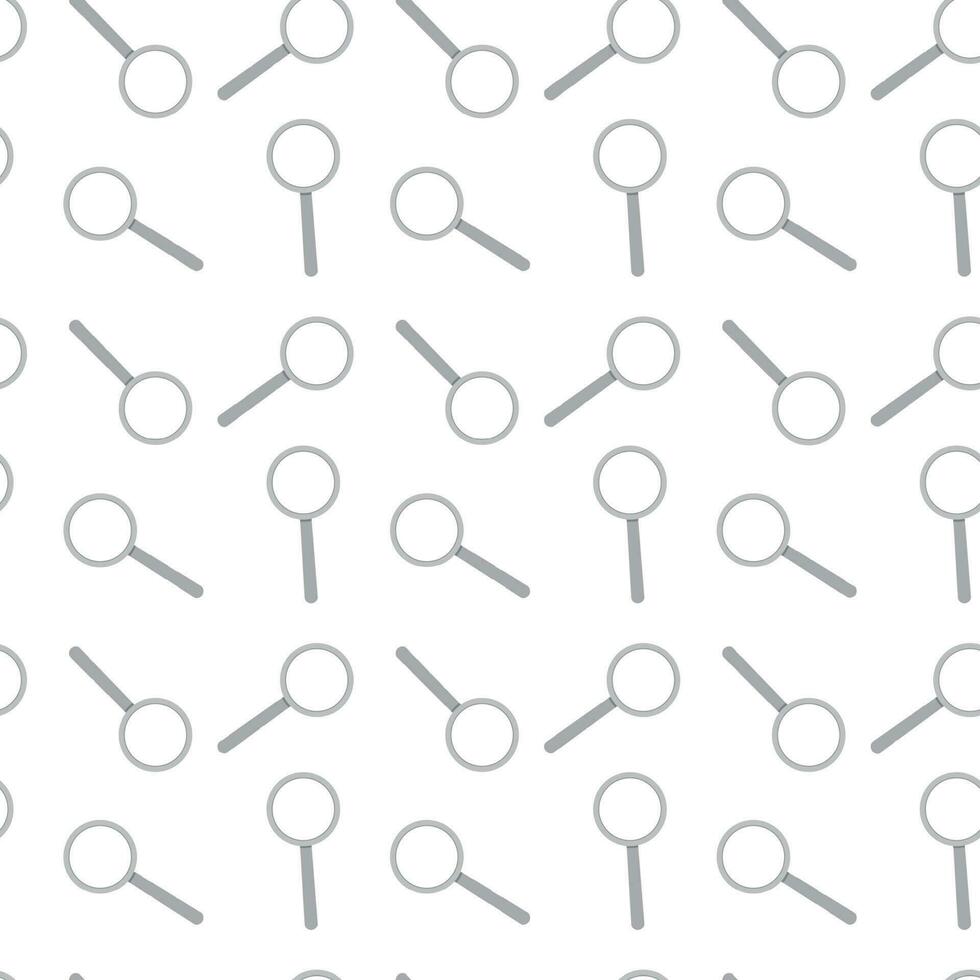 Seamless pattern with magnifying glass. Search tool equipment, vector illustration