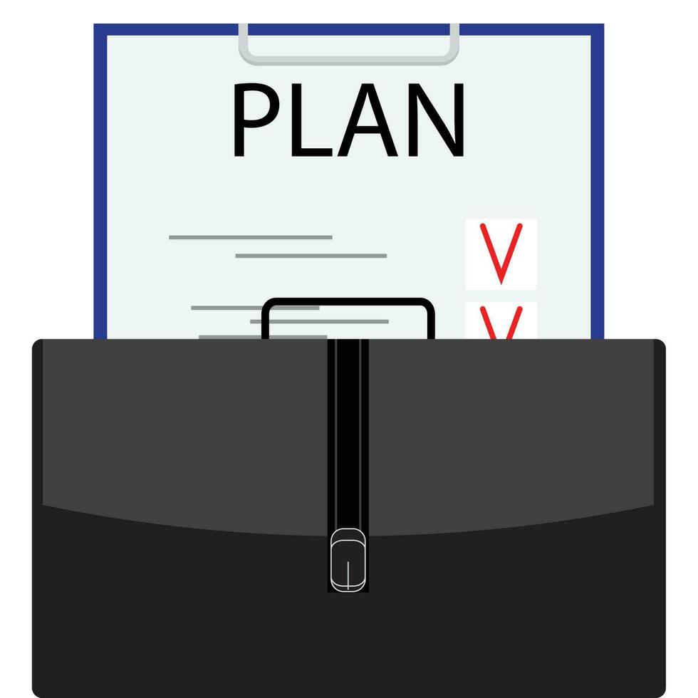 Business plan flat design. Business strategy and model, strategic planning, portfolio and list. Vector illustration