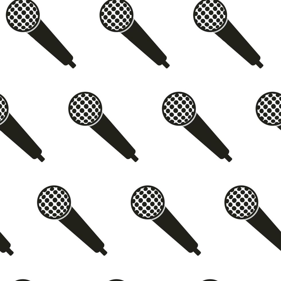 Seamless monochrome pattern vintage microphone vector